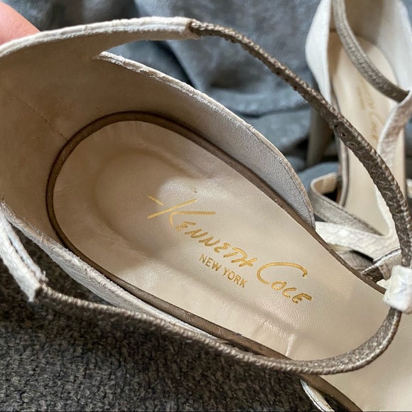 Kenneth Cole Strappy Leather Heels with Snakeskin Embossed Details - Picture 3 of 7